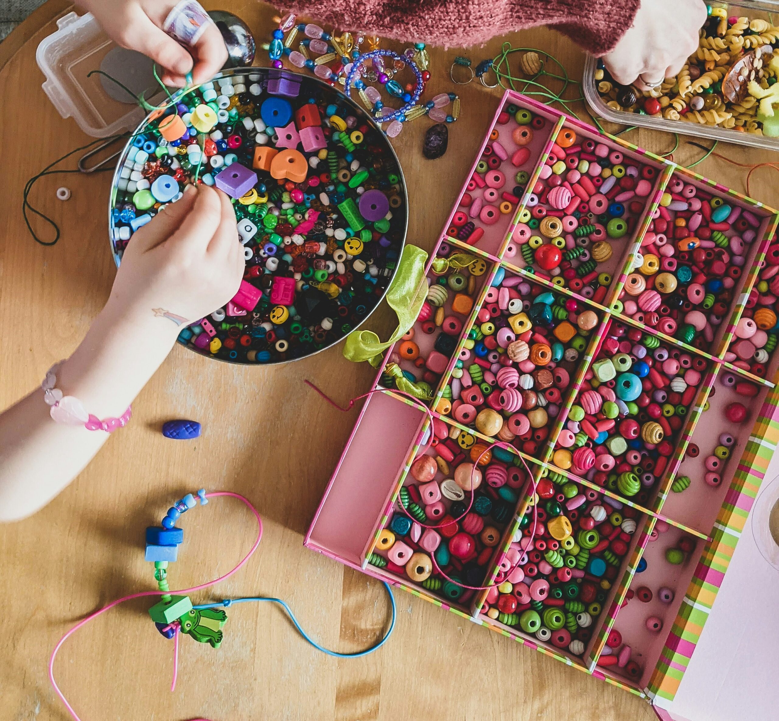 box of coloured beads