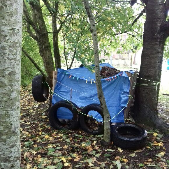 Den built in the woods