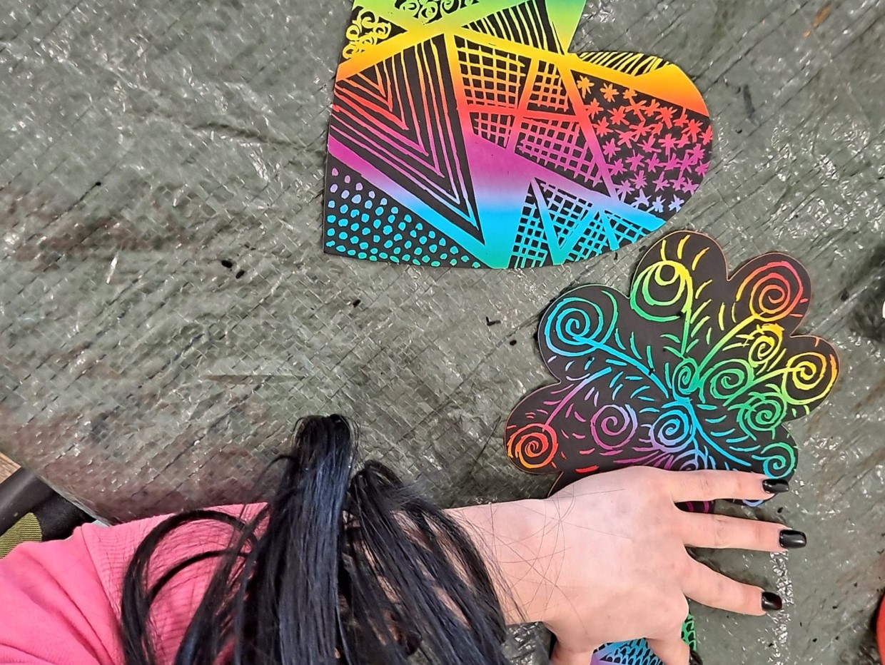 Scratch art of colourful heart