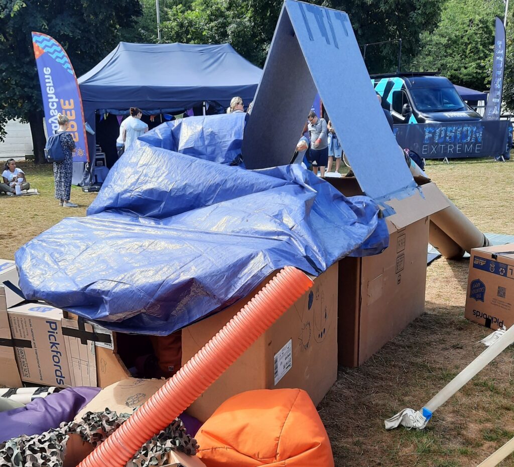 Den made of cardboard